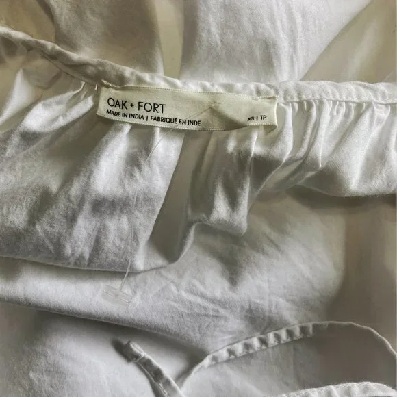 OAK + FORT 6308 Puff Sleeve White Midi Dress Size XS - Picture 4 of 9